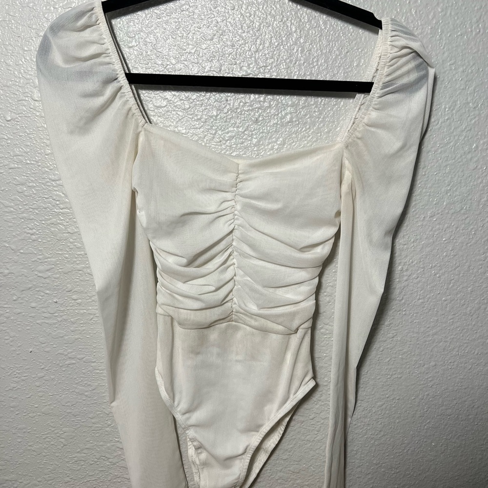 Princess Polly Cream Ruched Bodysuit